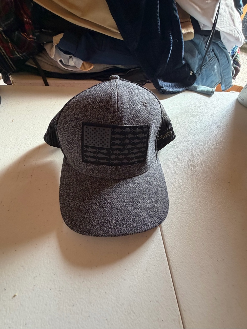 Columbia Gray Heather Flag Trucker Hat